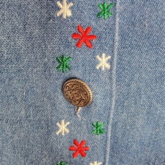 Eagle's Eye Christmas snowflake denin jeans shirt large - Picture 2 of 7
